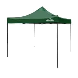 Dellonda Premium 3 x 3m Pop-Up Gazebo, PVC Coated, Water Resistant Fabric, Supplied with Carry Bag, Rope, Stakes & Weight Bags - Dark Green Canopy