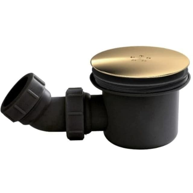 HUDSON REED Hudson Reed - Black 90mm Fast Flow Shower Tray Waste with Brushed Brass Cover STW006