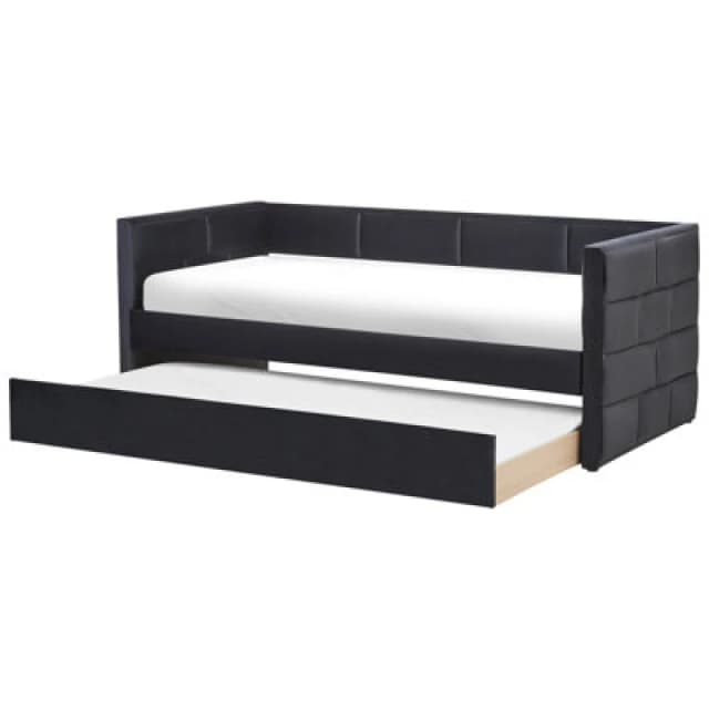 Beliani Trundle Bed Velvet Chavonne 90 X 200 Cm (Eu Single) Black