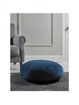 Cox & Cox Velvet Round Floor Cushion - Navy