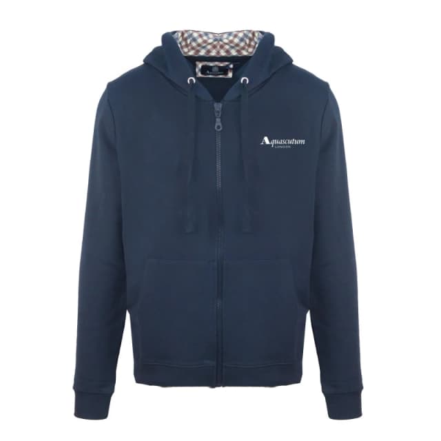 Aquascutum Mens Zip Hood Sweat Zip Hoodie Navy male Small