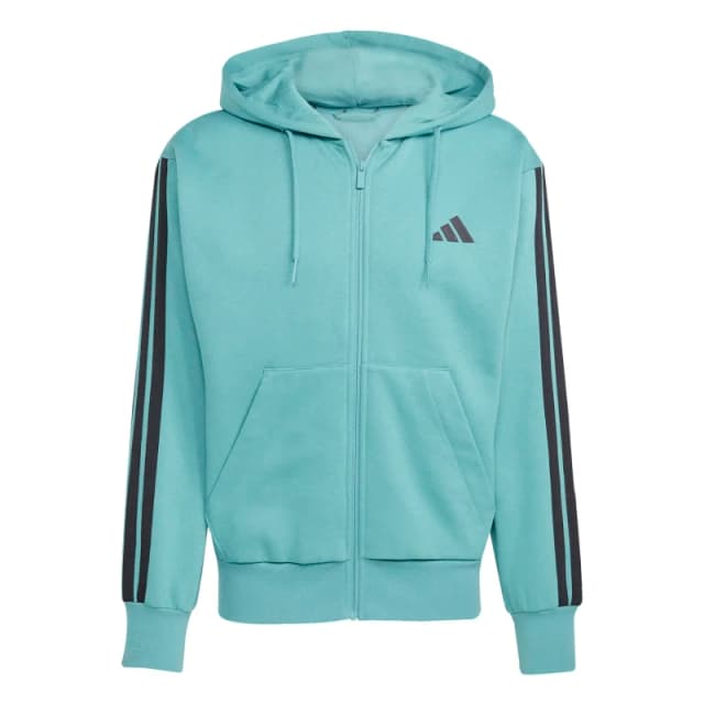 adidas Essentials Fleece 3-Stripes Full-Zip Hoodie Mens Powder Teal male S