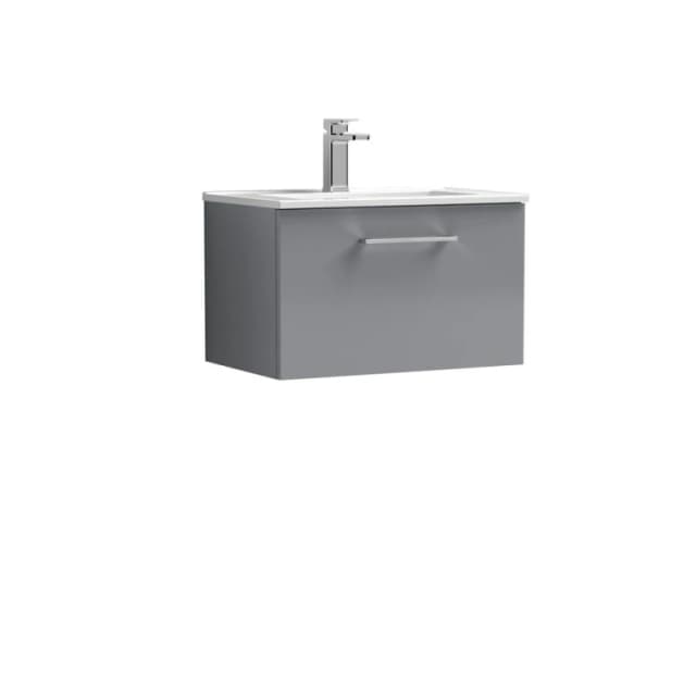 Balterley Bathroom 1 Soft Close Drawer Wall Hung Vanity Unit Basin, Grey, 440mm in Grey Grey Unisex