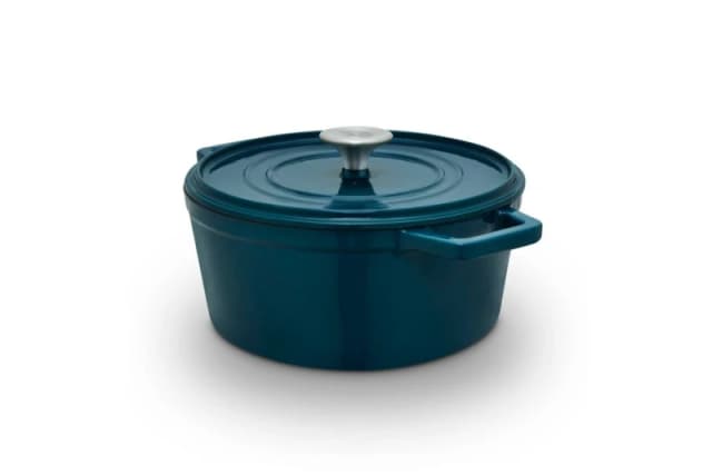 BARBARY & OAK 24cm Nattura Round Cast Iron Casserole Dish Teal ONE SIZE