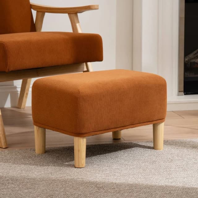 SO'HOME Mid Century Corduroy Footstool rust ONE SIZE