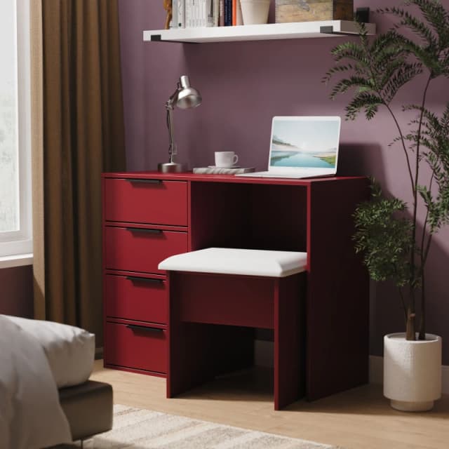 Ready Assembled 2 U Fuji 4 Drawer Vanity (Ready Assembled) in Dark Red Size: Medium Dark Red Unisex Medium