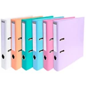 Exacompta Prem Touch Lever Arch File 53044E 55mm PVC, Cardboard 2 ring A4 Assorted Pack of 10