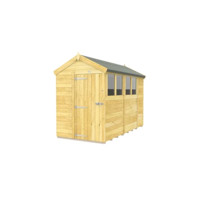 Buttercup Farm 5 x 10 Feet Apex Shed - Single Door W/ Windows - L302 x W147 x H217cm in Brown Brown Unisex