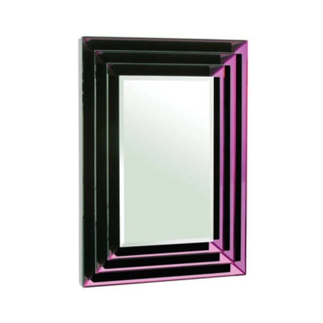 Premier Housewares Carlotta Purple Mirrored Bevelled Frame Mirror Purple