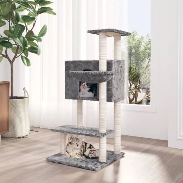 VIDAXL Cat Tree with Sisal Scratching Posts Light Grey 108.5cm Vidaxl 8720287123897