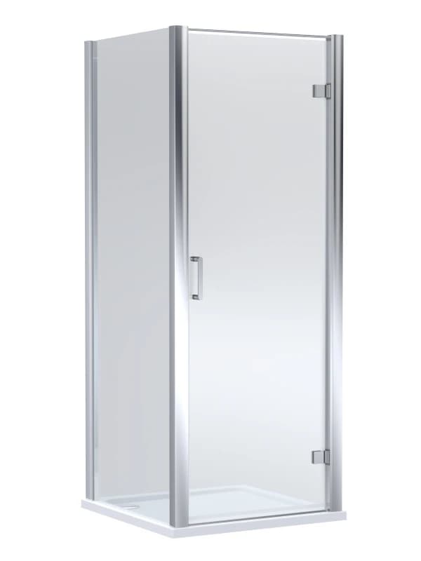 Balterley Hinged Shower Door & Tray Pack: 800x800mm Chrome/White in Silver Silver Unisex