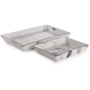 Ceramic Marble Jewellery Dishes - Set of 2 M&W - White