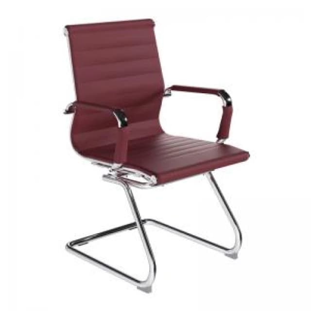 Aura Nautilus Designs Aura Contemporary Medium Back Bonded Leather Executive Cantilever Visitor Chair With Fixed Arms Red - BCL/8003AV/OX BCL/8003AV/O