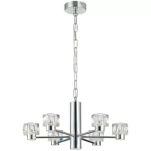 Spring Lighting - Spring Contemporary Multi Arm Pendant Ceiling 6 Light Chrome, Glass