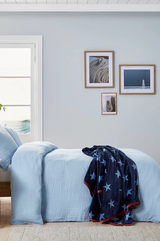 Helena Springfield 'Muslin' Cotton Duvet Cover Set in Blue Size: Double Blue Unisex Double