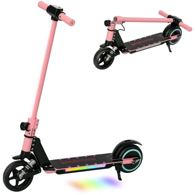 SPORTNOW Folding Electric Scooter w/ LED Lights & Display in Pink Pink Unisex