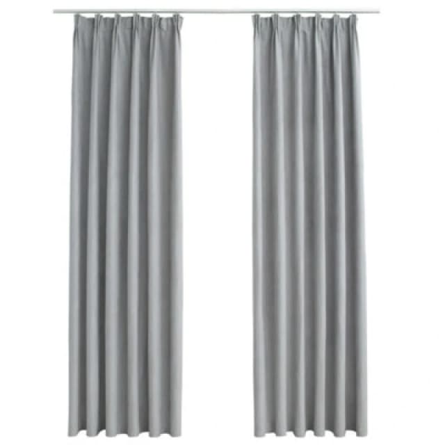 Vidaxl Blackout Curtains With Hooks 2 Pcs Grey 140X245 Cm
