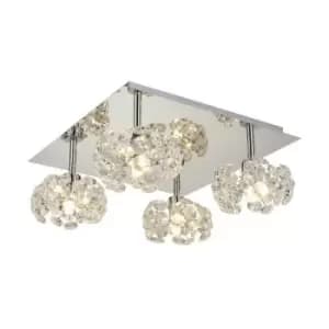 Luminosa Beluga Square 4 Light G9 40cm Flush Light With Polished Chrome Square And Crystal Shade