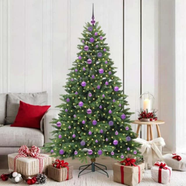 vidaXL Artificial Christmas Tree with 300 LEDs, Lilac Balls Green 180 x 117cm PE and PVC, Green 3397555