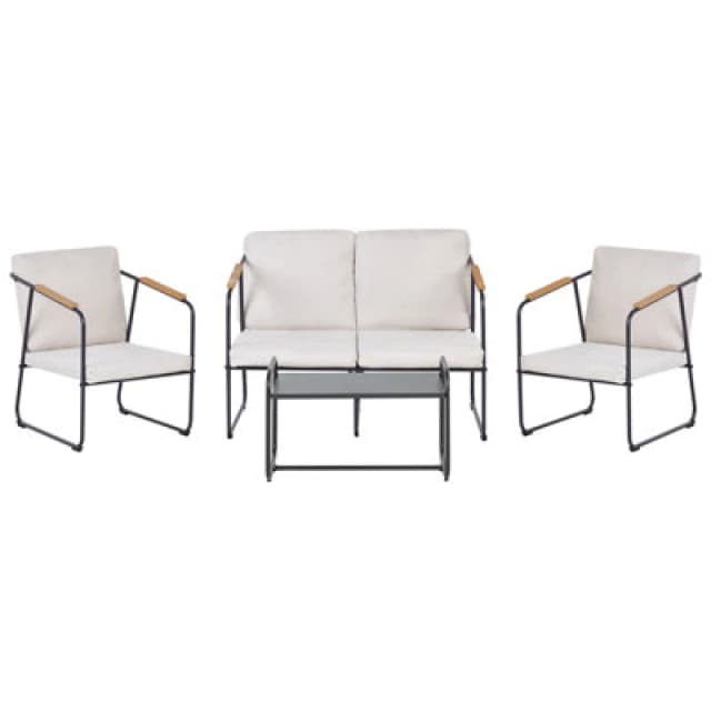 Beliani Garden Lounge Set With Table 4 Seater Vezzana Metal Light Beige