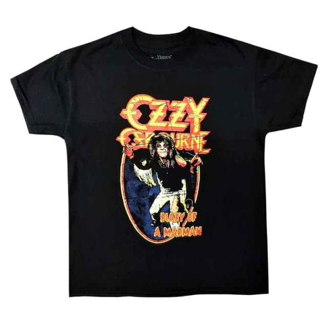 Ozzy Osbourne Diary Of A Madman Vintage Cotton T-Shirt in Black Size: 9-10 Years Black Unisex 9-10 Years