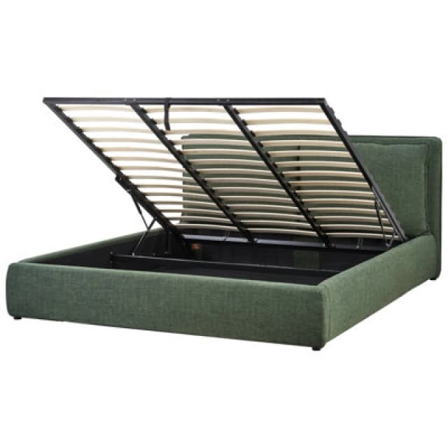 Beliani Ottoman Bed Fabric Bajonna 180 X 200 Cm (Eu Super King) Dark Green
