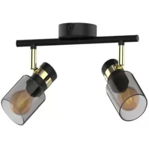 Zumaline Lighting - Zumaline Asti Twin Ceiling Spotlight, Matt Black, Gold, 2x E14