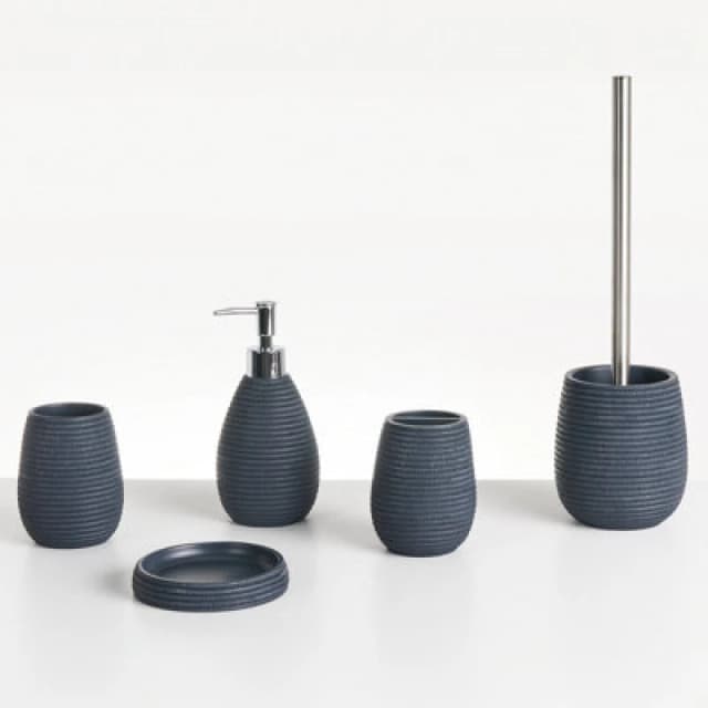 Beliani 5 Piece Bathroom Accessories Set Quilca Dark Blue