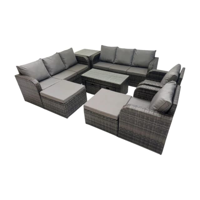 Fimous 3 Seater Sofa Reclining Chair Coffee Table with 4 Stools Side Table in Dark Grey Dark Grey Unisex