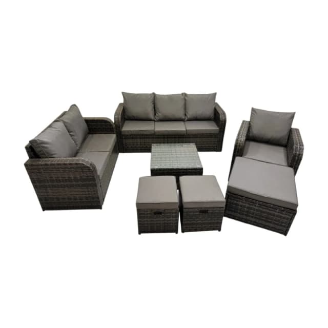 Fimous Garden Outdoor Furniture Set with 3 Stool Dark Grey Mixed Dark Grey Unisex