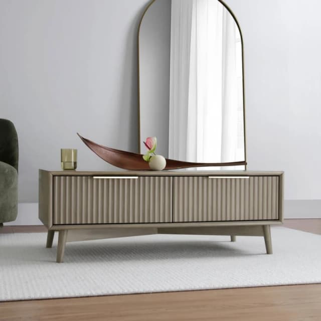 Home Garden Direct Monza Coffee Table with Fluted Drawers Pale Ash in Grey Grey Unisex