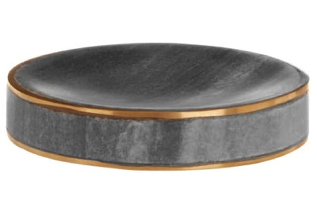 Premier Housewares Grey Marble Range Grey Marble Brass Soap Dish Grey