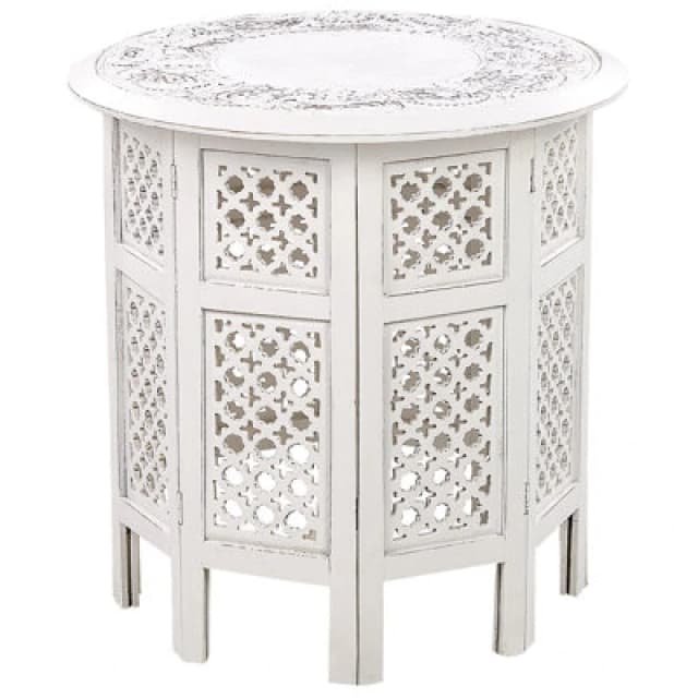 Beliani Side Table Elara Mango Wood White