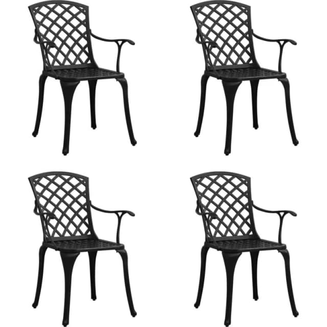 VIDAXL Garden Chairs 4 pcs Cast Aluminium Black Vidaxl 8720286205761