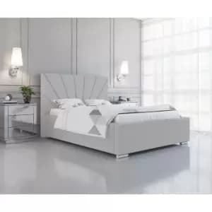 Khuduro Bed Small Double Plush Velvet Silver