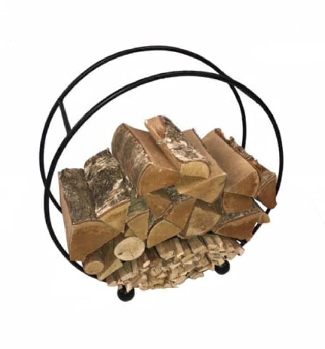 Poppy Forge Log Basket Round - Steel - L22.9 X W64.8 X H66cm - Black