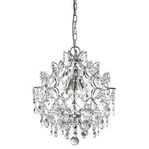 3 Light Ceiling Pendant Chrome with Crystals, E14