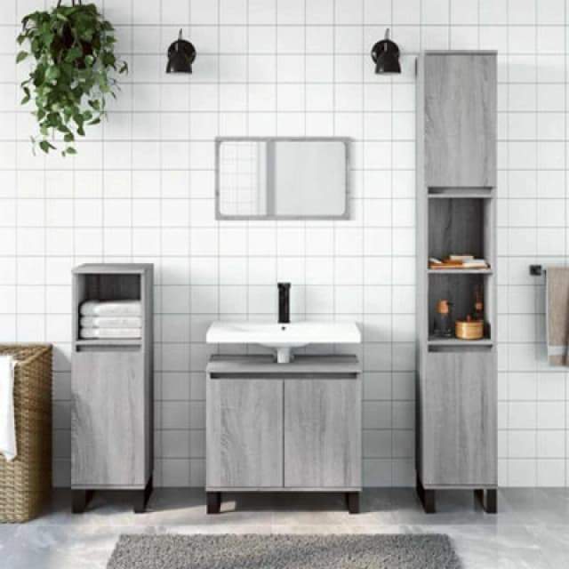 Vidaxl Bathroom Cabinet Grey Sonoma 58X33X60 Cm Engineered Wood