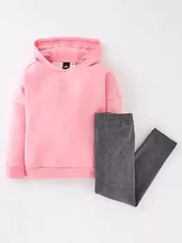 adidas Favourites Toddler Girls 3 Stripe Overhead Hoody And Tights Set, Light Pink, Size 0-3 Months, Women