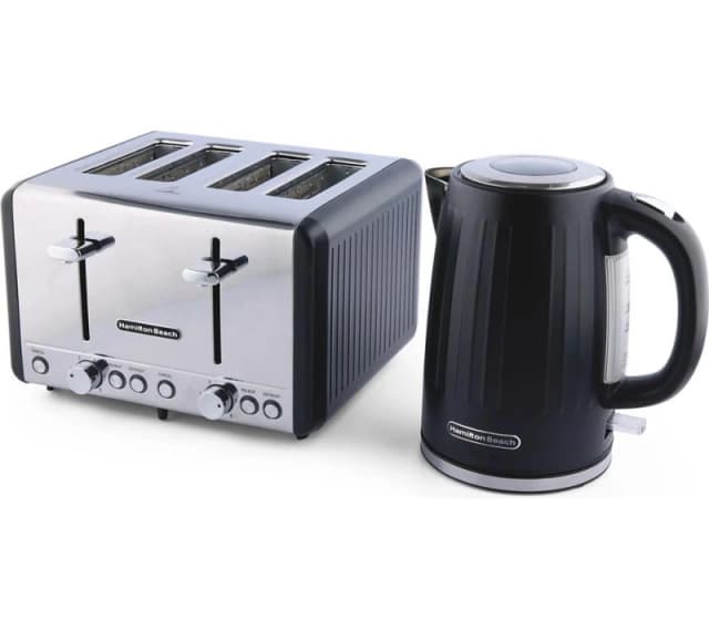 HAMILTON BEACH Harmony Breakfast Jug Kettle & 4-Slice Toaster Bundle - Espresso, Black 5060916372733