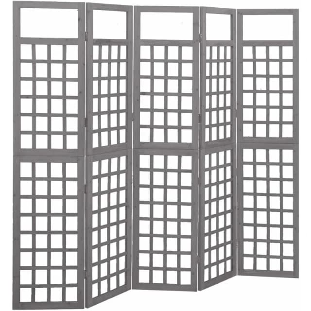 VIDAXL 5-Panel Room Divider/Trellis Solid Fir Wood Grey 201.5x180cm Vidaxl 8720286452714