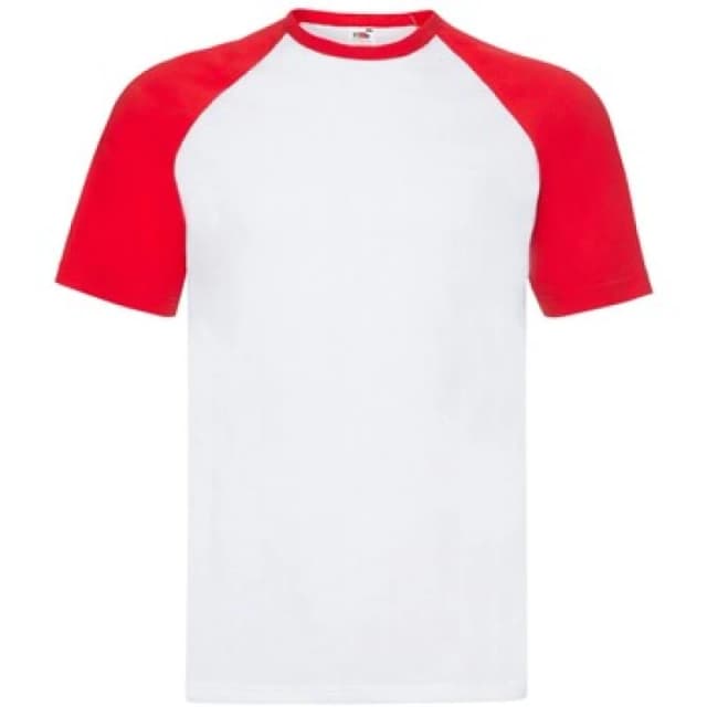 Fruit Of The Loom Fruit of the Loom Men Contrast Panel Baseball T-Shirt in Off White Size: Small Off White S Male 5063527385727