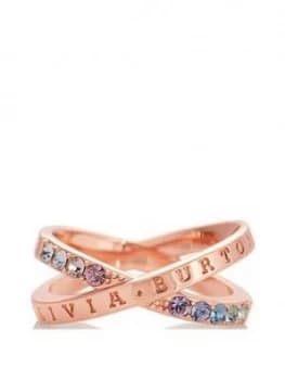 Olivia Burton Rainbow Interlink Ring Rose Gold