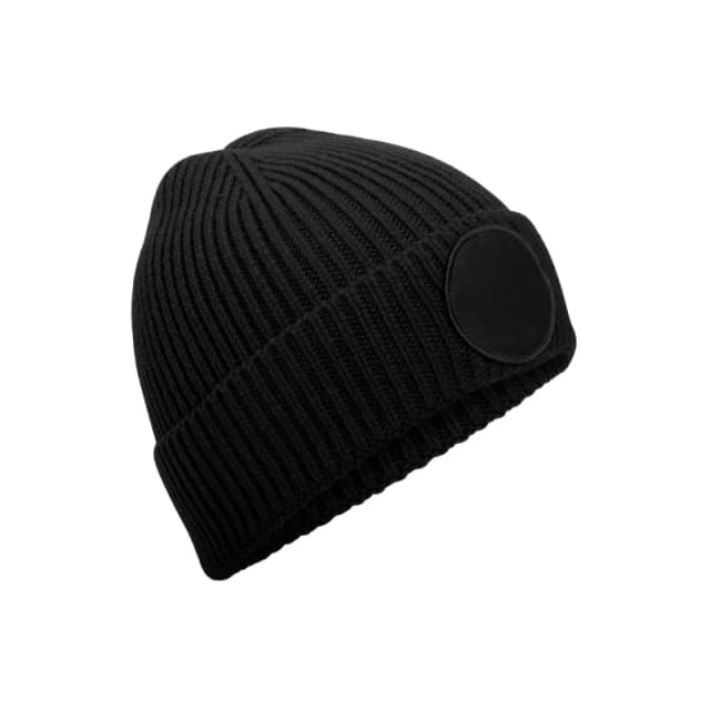 Beechfield Beechfield Men Fashion Circular Patch Beanie in Black One Size Male 5063574673686