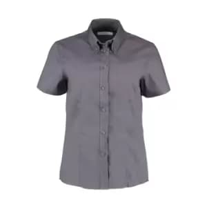 Kustom Kit Ladies Corporate Oxford Short Sleeve Shirt (10) (Charcoal)