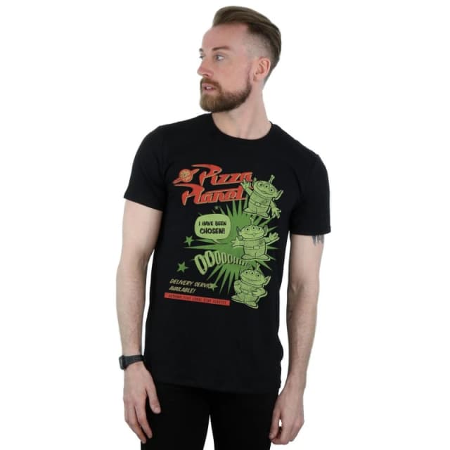 Disney Toy Story 4 Pizza Planet Little Green Men T-Shirt in Black Size: Small Black S Male 5059308524423