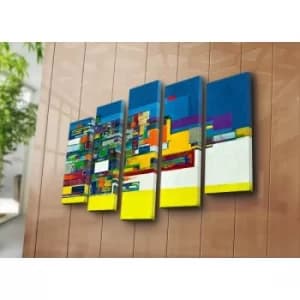 5PATK-201 Multicolor Decorative Canvas Painting (5 Pieces)