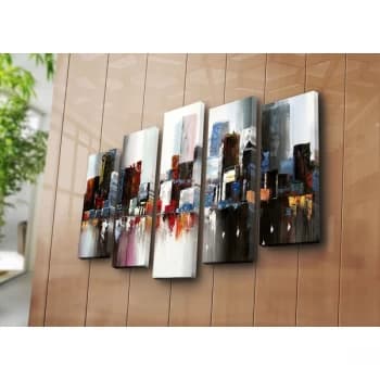 5PATK-95 Multicolor Decorative Canvas Painting (5 Pieces)