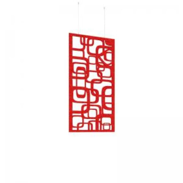 Piano Chords Acoustic Patterned Hanging Screens In Red H1200 x W600mm with Hanging Wires And Hooks - Bygone (4 Pack)