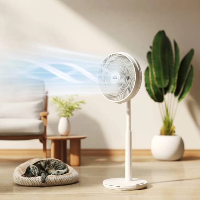 HOMCOM Quiet Pedestal Fan with Oscillating, Tilt in White White Unisex